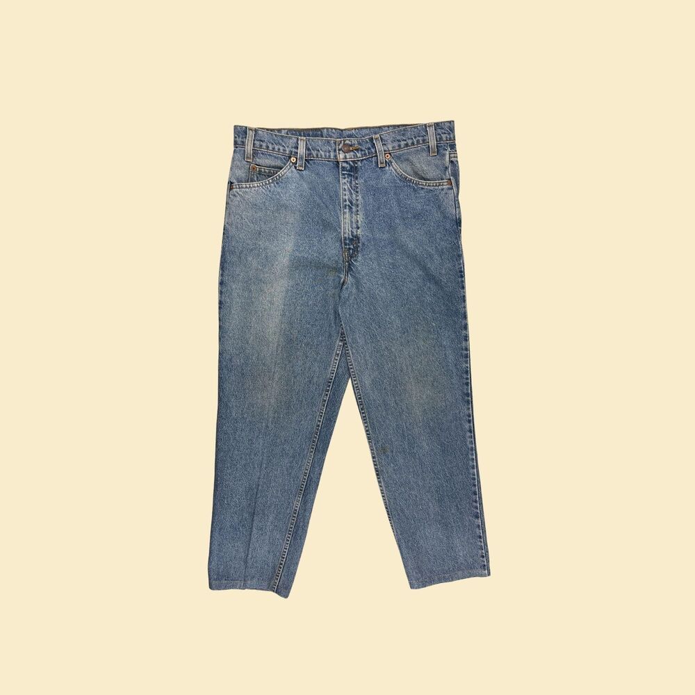 90s Levi's 36x32 orange tab 550 jeans, vintage mens medium wash blue pants